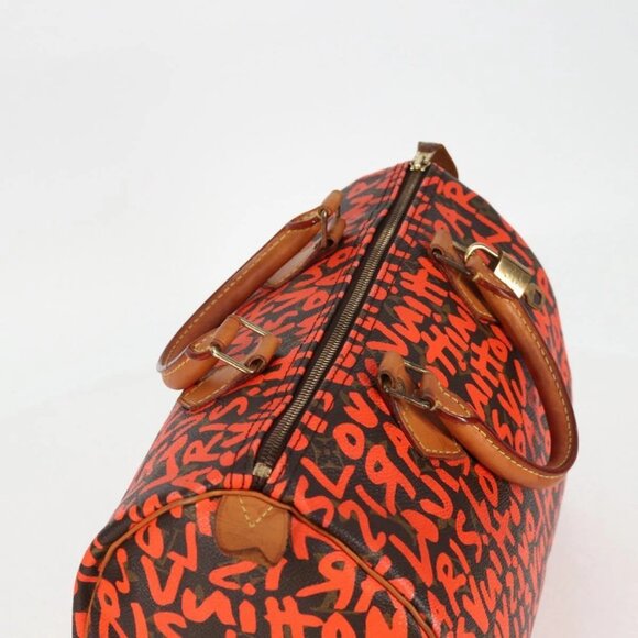 LOUIS VUITTON Monogram Graffiti Speedy 30 Hand Bag Orange - Picture 6 of 16